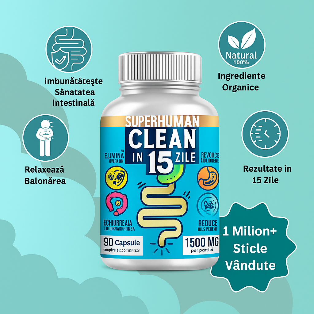 Clean15™ Curățare Completă a Stomacului în 15 zile (90 Capsule) SuperHuman™