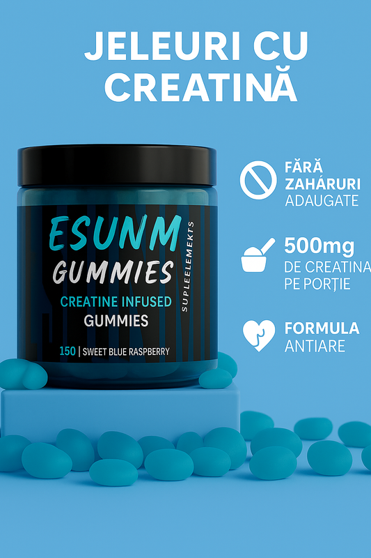 Esunm Creatine Gummies - Jeleuri Sportive de Înaltă Putere pentru Forță, Energie și Recuperare Musculară (150 Jeleuri)