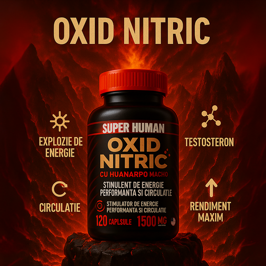 Oxido Nitrico™ – Capsule cu oxid nitric și Huanarpo pentru energie, potență și performanță, formulă avansată naturală (120 capsule) – SuperHuman™