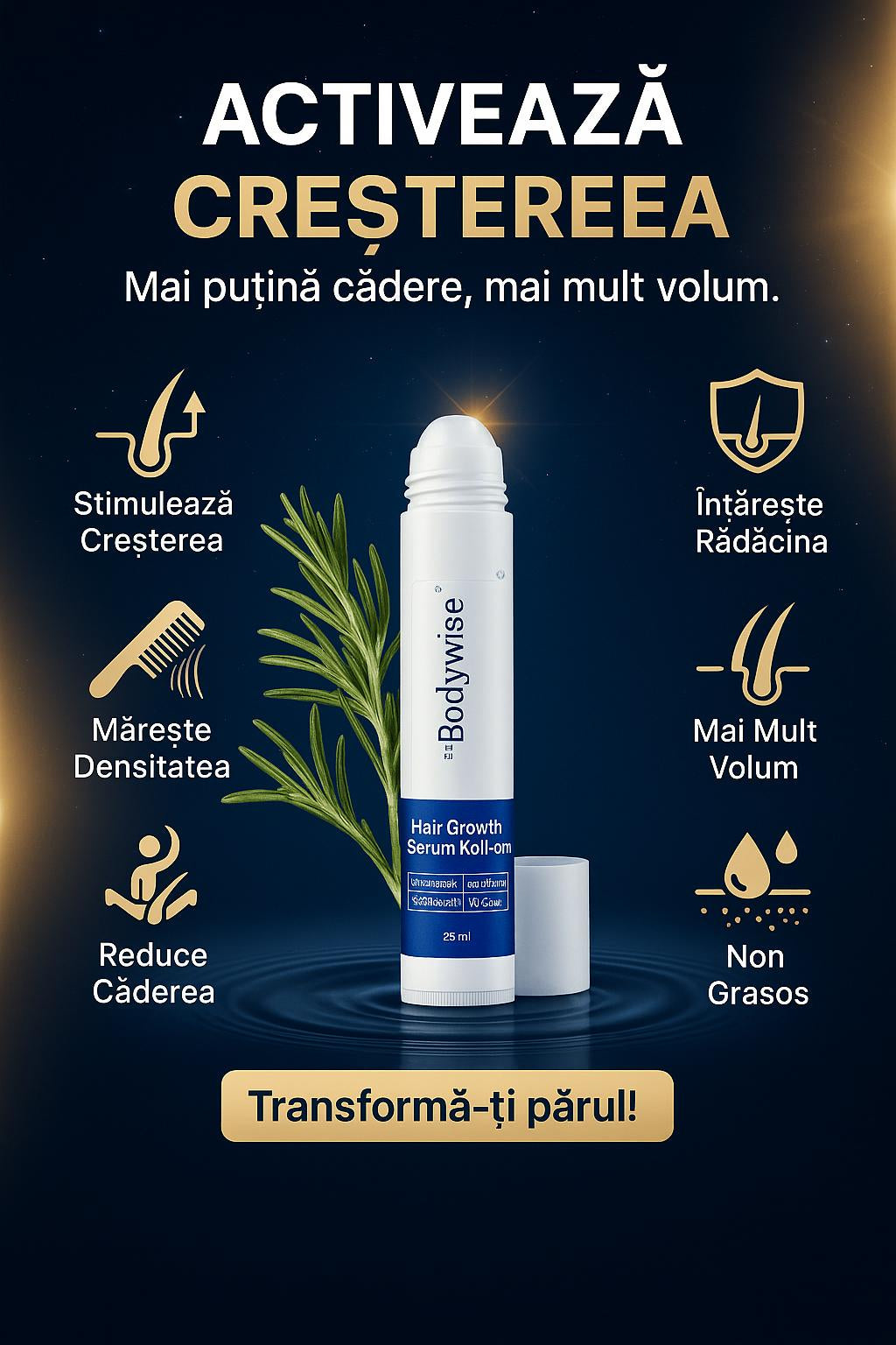 Creștere capilară – Ser roll-on pentru creșterea părului (25 ml) Ofertă 2 × 1