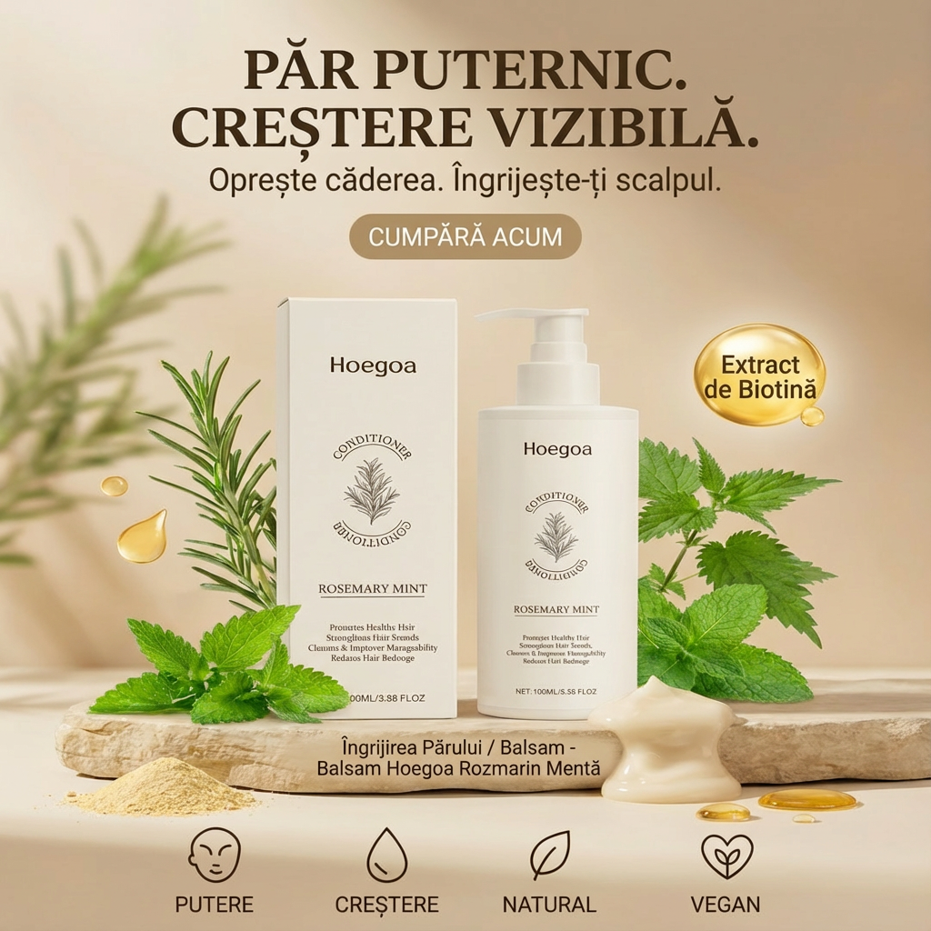 Balsam pentru păr gros și voluminos cu Rozmarin, Keratină, Urzică și Biotină (100 ml)